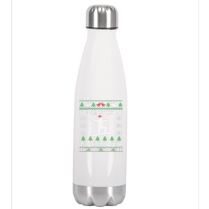 Skiing Ugly Christmas Ski Lover Gift Skier Cute Gift Stainless Steel Insulated Water Bottle