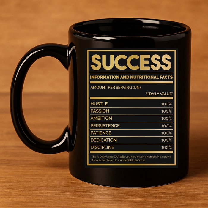 Success Nutritional Facts 11oz C Handle Ceramic Mug