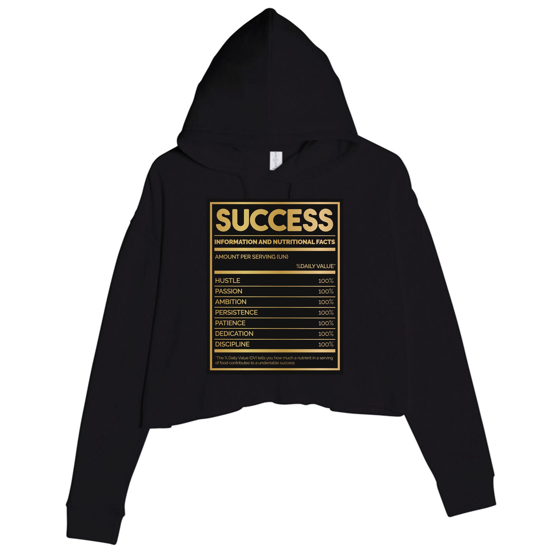 Success Nutritional Facts Crop Fleece Hoodie