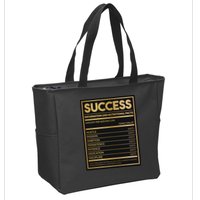 Success Nutritional Facts Zip Tote Bag