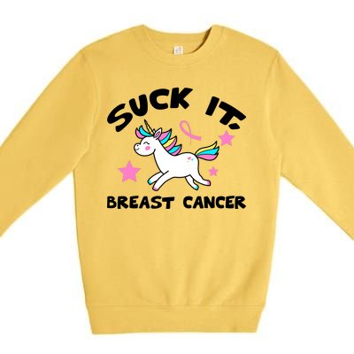 Suck It Breast Cancer unicorn Premium Crewneck Sweatshirt