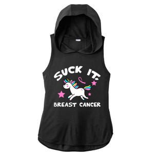 Suck It Breast Cancer unicorn Ladies PosiCharge Tri-Blend Wicking Draft Hoodie Tank