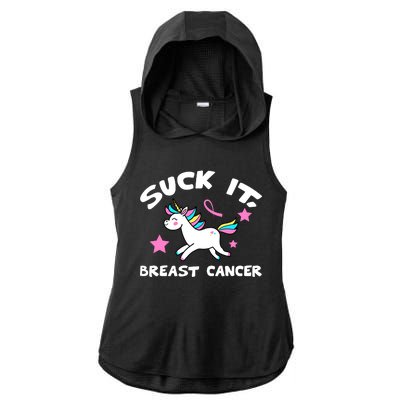 Suck It Breast Cancer unicorn Ladies PosiCharge Tri-Blend Wicking Draft Hoodie Tank