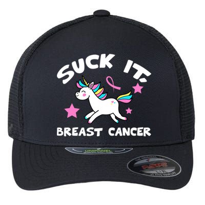 Suck It Breast Cancer unicorn Flexfit Unipanel Trucker Cap