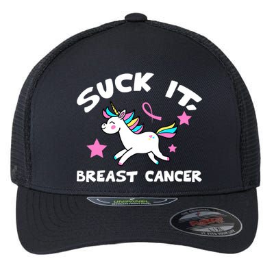 Suck It Breast Cancer unicorn Flexfit Unipanel Trucker Cap