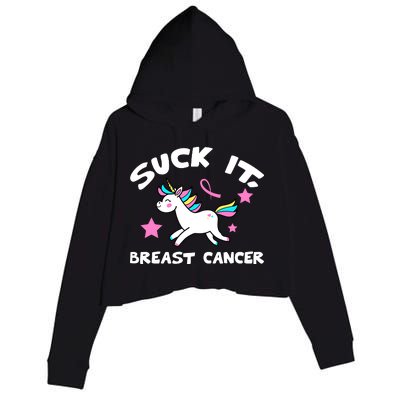 Suck It Breast Cancer unicorn Crop Fleece Hoodie