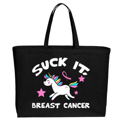 Suck It Breast Cancer unicorn Cotton Canvas Jumbo Tote