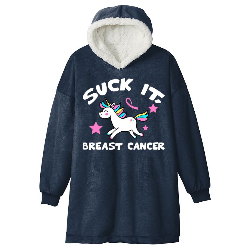 Suck It Breast Cancer unicorn Hooded Wearable Blanket