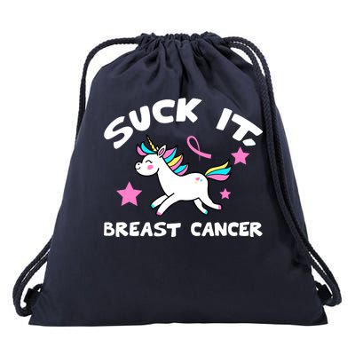 Suck It Breast Cancer unicorn Drawstring Bag