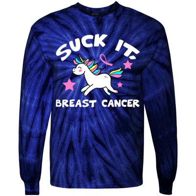 Suck It Breast Cancer unicorn Tie-Dye Long Sleeve Shirt