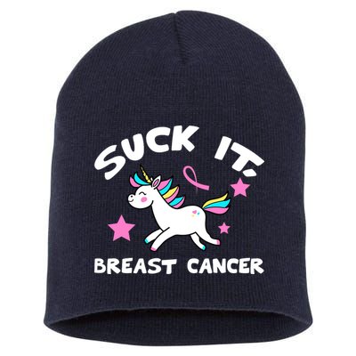 Suck It Breast Cancer unicorn Short Acrylic Beanie