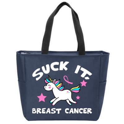 Suck It Breast Cancer unicorn Zip Tote Bag