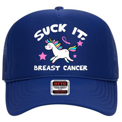 Suck It Breast Cancer unicorn High Crown Mesh Back Trucker Hat