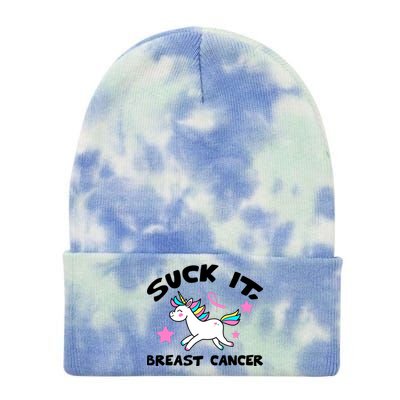 Suck It Breast Cancer unicorn Tie Dye 12in Knit Beanie