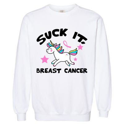Suck It Breast Cancer unicorn Garment-Dyed Sweatshirt