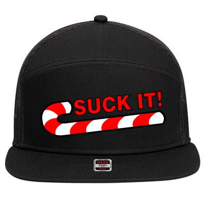 Suck It Candy Cane 7 Panel Mesh Trucker Snapback Hat