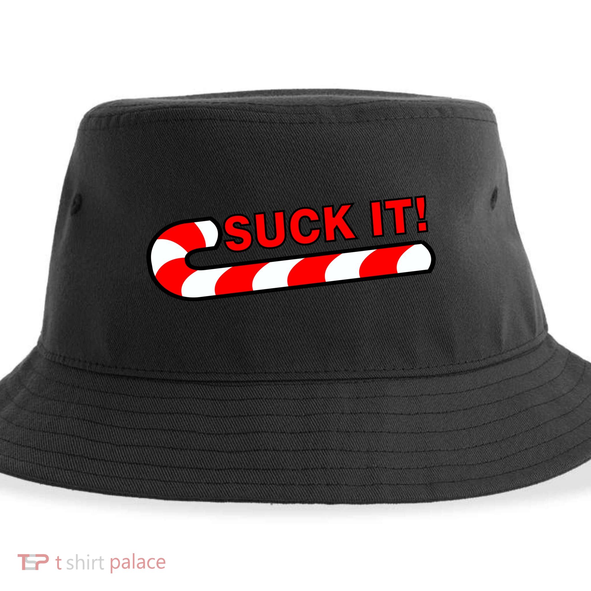 Suck It Candy Cane Sustainable Bucket Hat