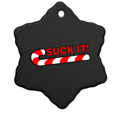 Suck It Candy Cane Ceramic Star Ornament