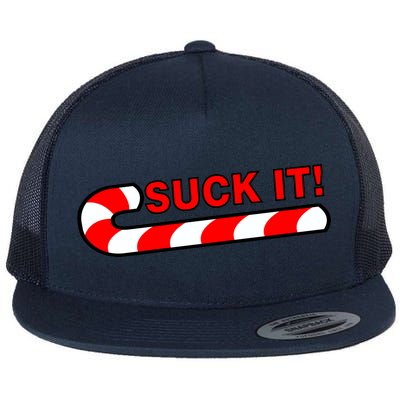 Suck It Candy Cane Flat Bill Trucker Hat