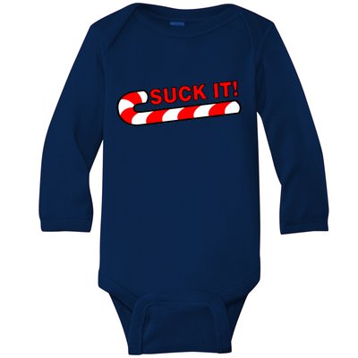 Suck It Candy Cane Baby Long Sleeve Bodysuit