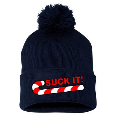 Suck It Candy Cane Pom Pom 12in Knit Beanie