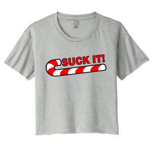 Suck It Candy Cane Women's Crop Top Tee