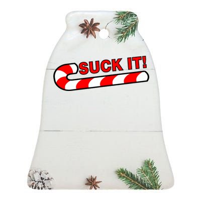 Suck It Candy Cane Ceramic Bell Ornament