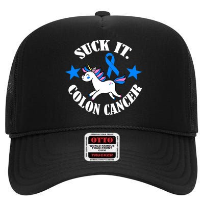 Suck It Colon Cancer High Crown Mesh Back Trucker Hat