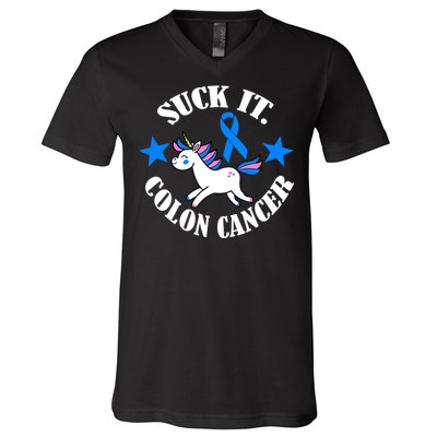 Suck It Colon Cancer V-Neck T-Shirt