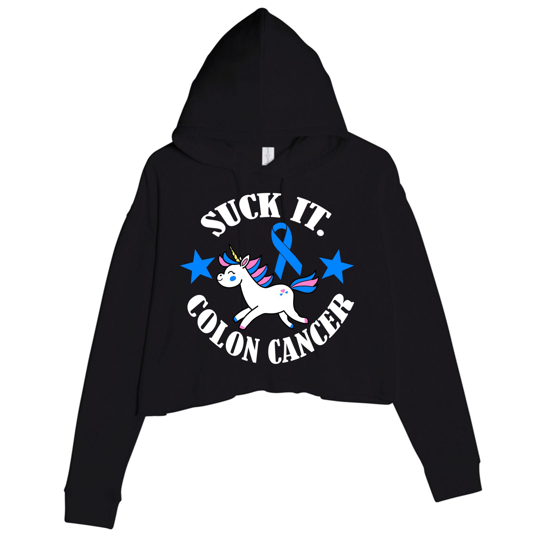 Suck It Colon Cancer Crop Fleece Hoodie