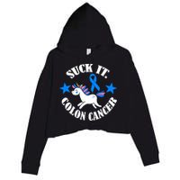 Suck It Colon Cancer Crop Fleece Hoodie
