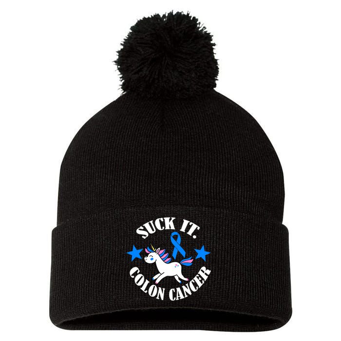 Suck It Colon Cancer Pom Pom 12in Knit Beanie