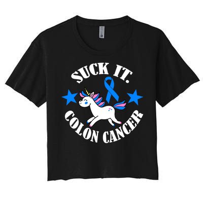 Suck It Colon Cancer Women's Crop Top Tee