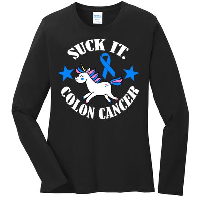 Suck It Colon Cancer Ladies Long Sleeve Shirt