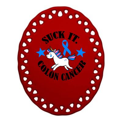 Suck It Colon Cancer Ceramic Oval Ornament