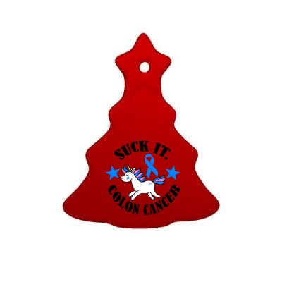 Suck It Colon Cancer Ceramic Tree Ornament