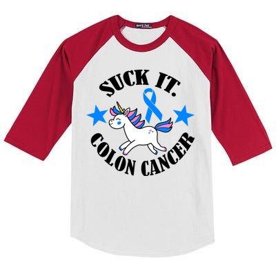 Suck It Colon Cancer Kids Colorblock Raglan Jersey