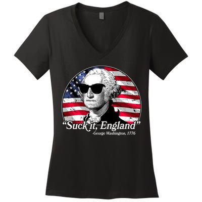 Suck It England George Washington 1776 Women's V-Neck T-Shirt