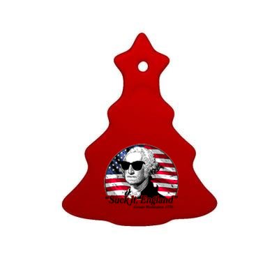 Suck It England George Washington 1776 Ceramic Tree Ornament