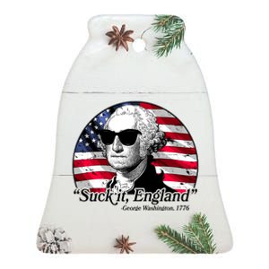 Suck It England George Washington 1776 Ceramic Bell Ornament