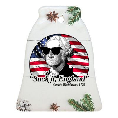 Suck It England George Washington 1776 Ceramic Bell Ornament