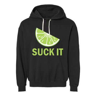 Suck It Funny Tequila Shot Garment-Dyed Fleece Hoodie