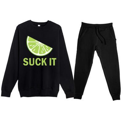 Suck It Funny Tequila Shot Premium Crewneck Sweatsuit Set