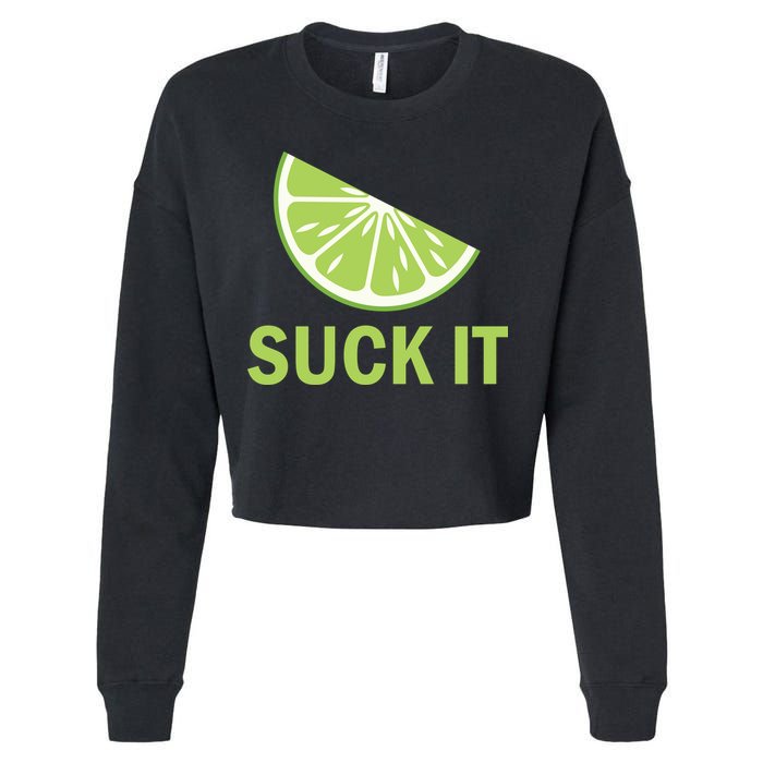 Suck It Funny Tequila Shot Cropped Pullover Crew