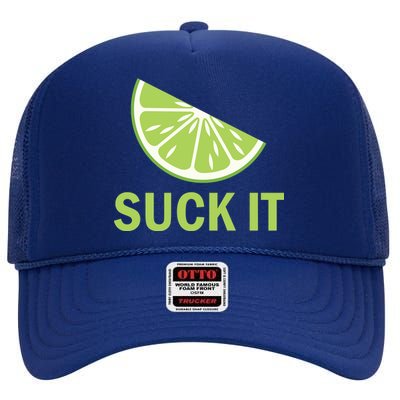 Suck It Funny Tequila Shot High Crown Mesh Back Trucker Hat