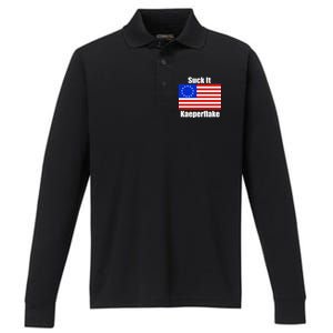 Suck It Kaeperflake Betsy Ross Flag Performance Long Sleeve Polo