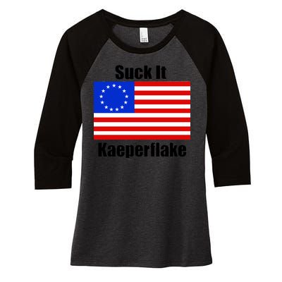 Suck It Kaeperflake Betsy Ross Flag Women's Tri-Blend 3/4-Sleeve Raglan Shirt