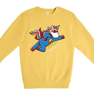 Super Unicorn Dad Gift Xmas Funny Gift Dad Dabbing Unicorn Gift Premium Crewneck Sweatshirt