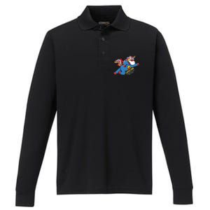 Super Unicorn Dad Gift Xmas Funny Gift Dad Dabbing Unicorn Gift Performance Long Sleeve Polo