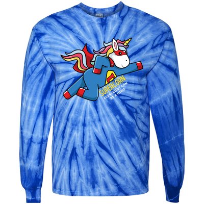 Super Unicorn Dad Gift Xmas Funny Gift Dad Dabbing Unicorn Gift Tie-Dye Long Sleeve Shirt